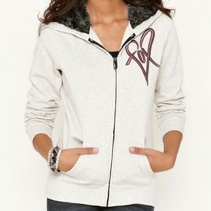 Fox Racing Heart Logo Hoodie Faux Fur Lined Hood